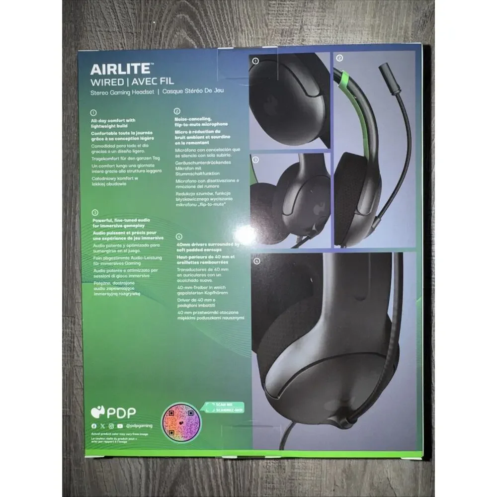 Xbox PDP Airlite Wired Gaming Headset 40mm Speaker Driver Noise Canceling Microp